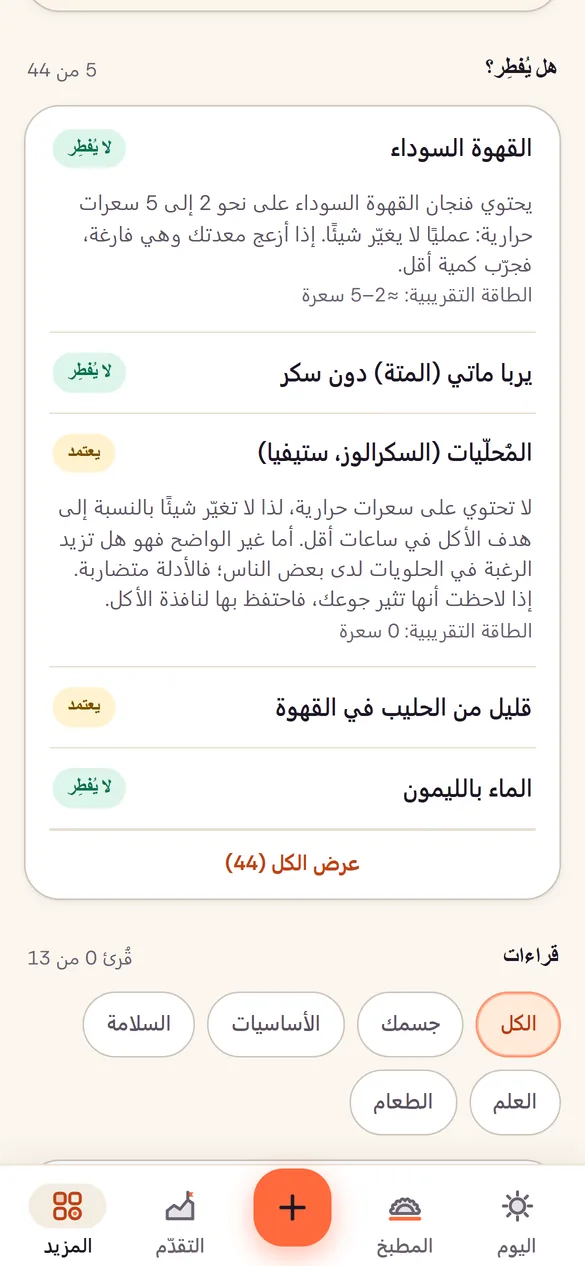 هل تُفطِر القهوة؟ 44 إجابة
