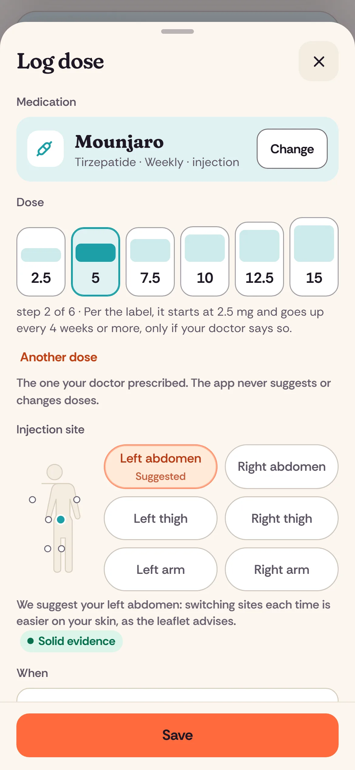 Your medication and the label dose, in one tap