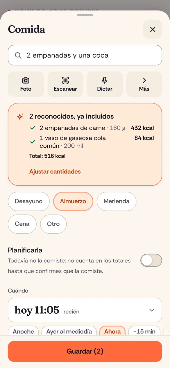 Contá lo que comiste como lo decís