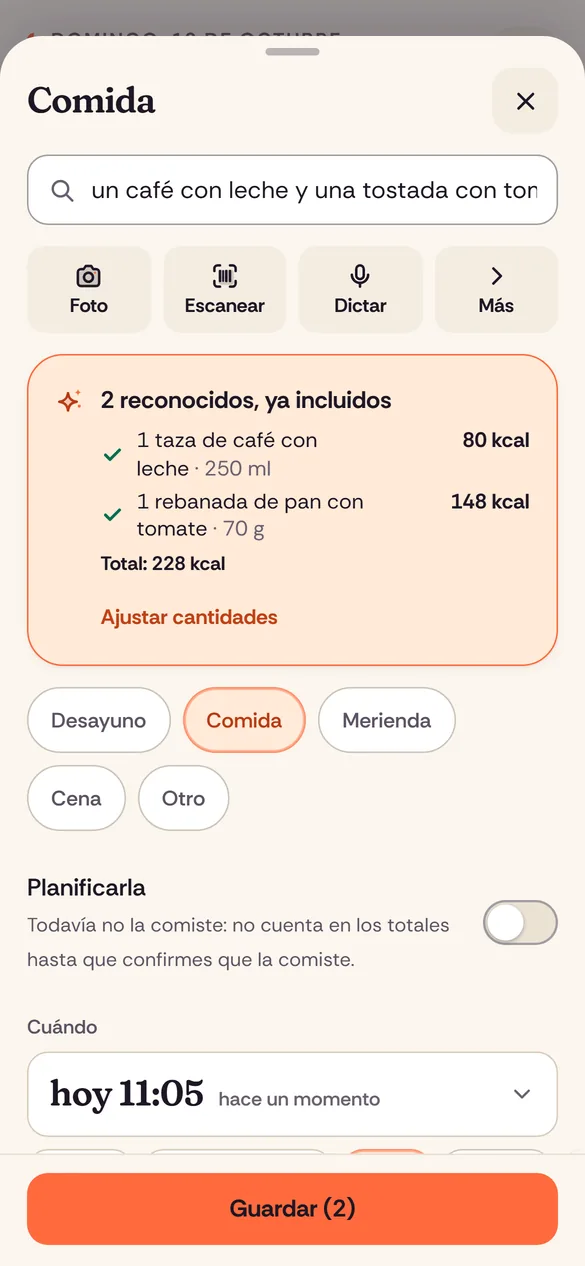 Apunta lo que comes tal como lo dices
