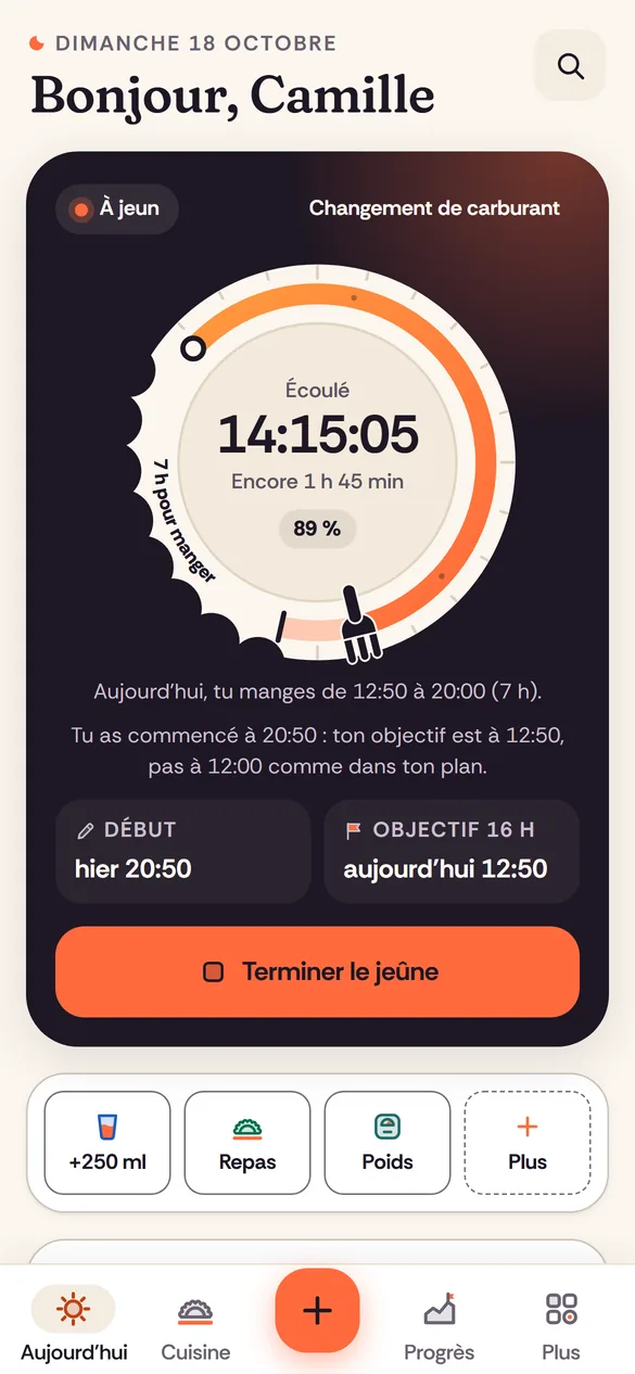 Jeûnez à votre rythme. Gratuit, sans pub